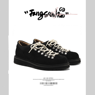 方三火秋冬黑武士登山鞋反绒皮男女休闲低帮德比鞋厚底增高板鞋男