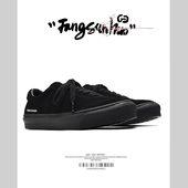 轻便复古休闲板鞋 方三火黑色鞋 子男小众原创黑武士反绒皮德训鞋 男