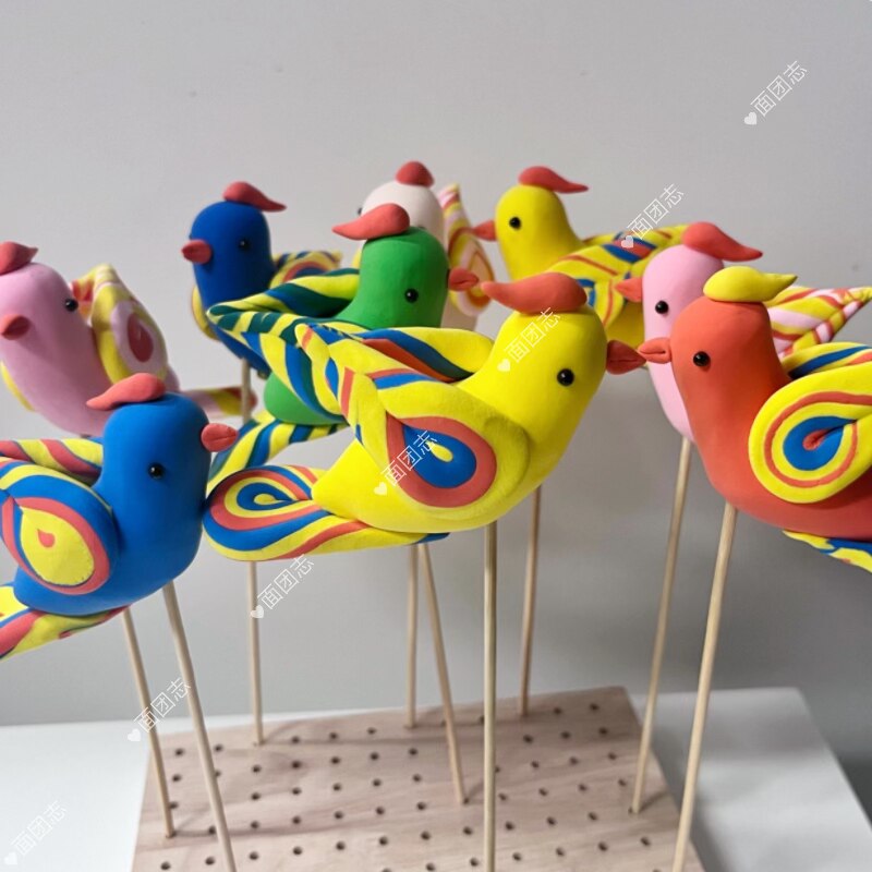 超轻粘土彩色短尾小鸟手幼儿园工泥人/泥塑/面塑