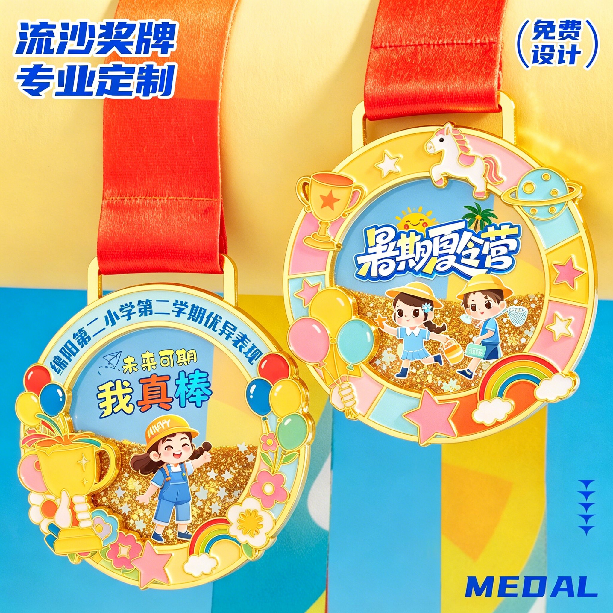 儿童流沙奖牌定制阅读之星