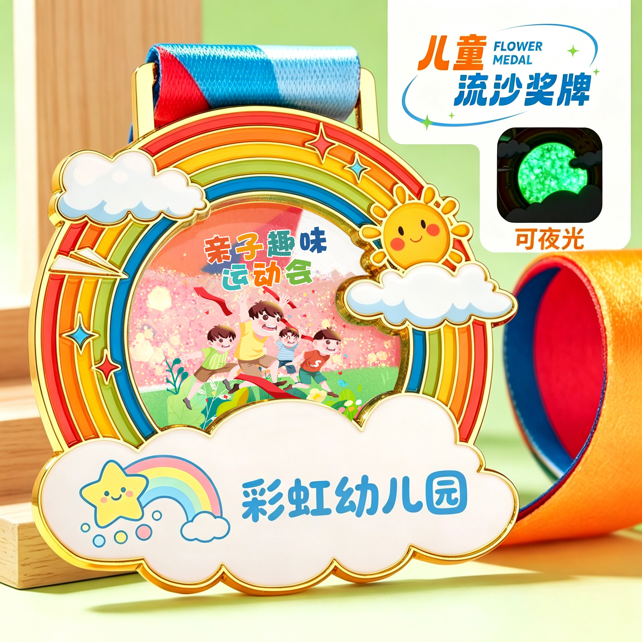 夜光流沙彩虹运动会奖牌定制