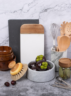 厨房样板间厨具饰品实木石材摆件