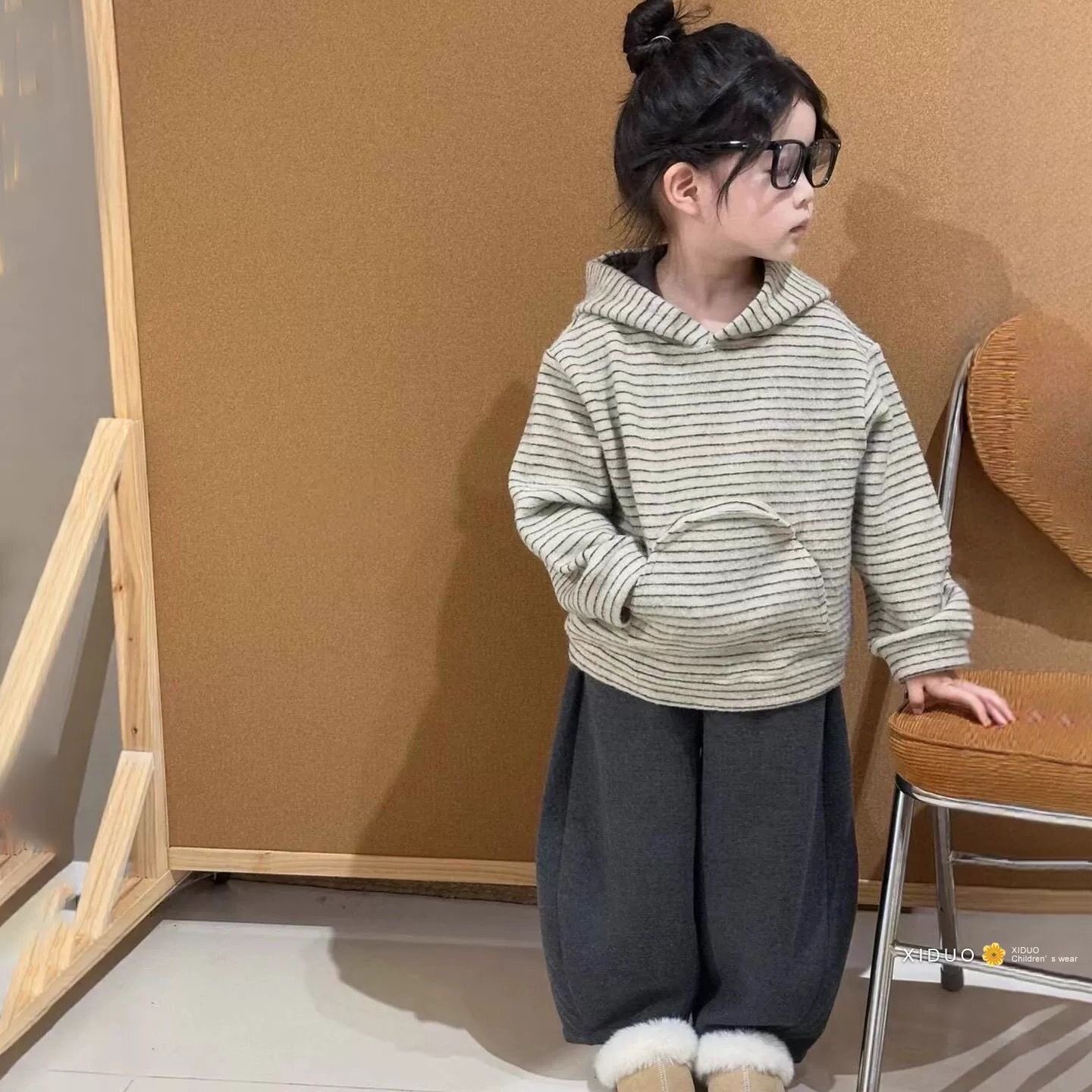 女童秋冬可爱耳朵复合卫衣套装秋装男女宝宝儿童洋气超萌连帽上衣