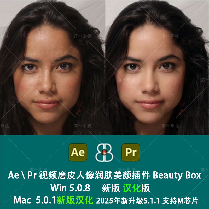 新Win版 5.08汉化版 Ae Pr 视频磨皮人像润肤美颜插件 Beauty Box