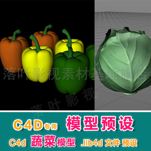 m13-  c4d模型预设 .lib4d  14种 c4d蔬菜模型 普通精度 c4d 模型