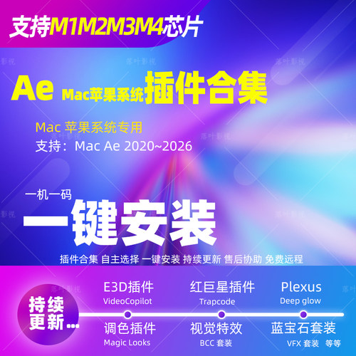 Mac系统苹果版25AE全套插件合集E3D红巨星一键安装软件支持M芯片