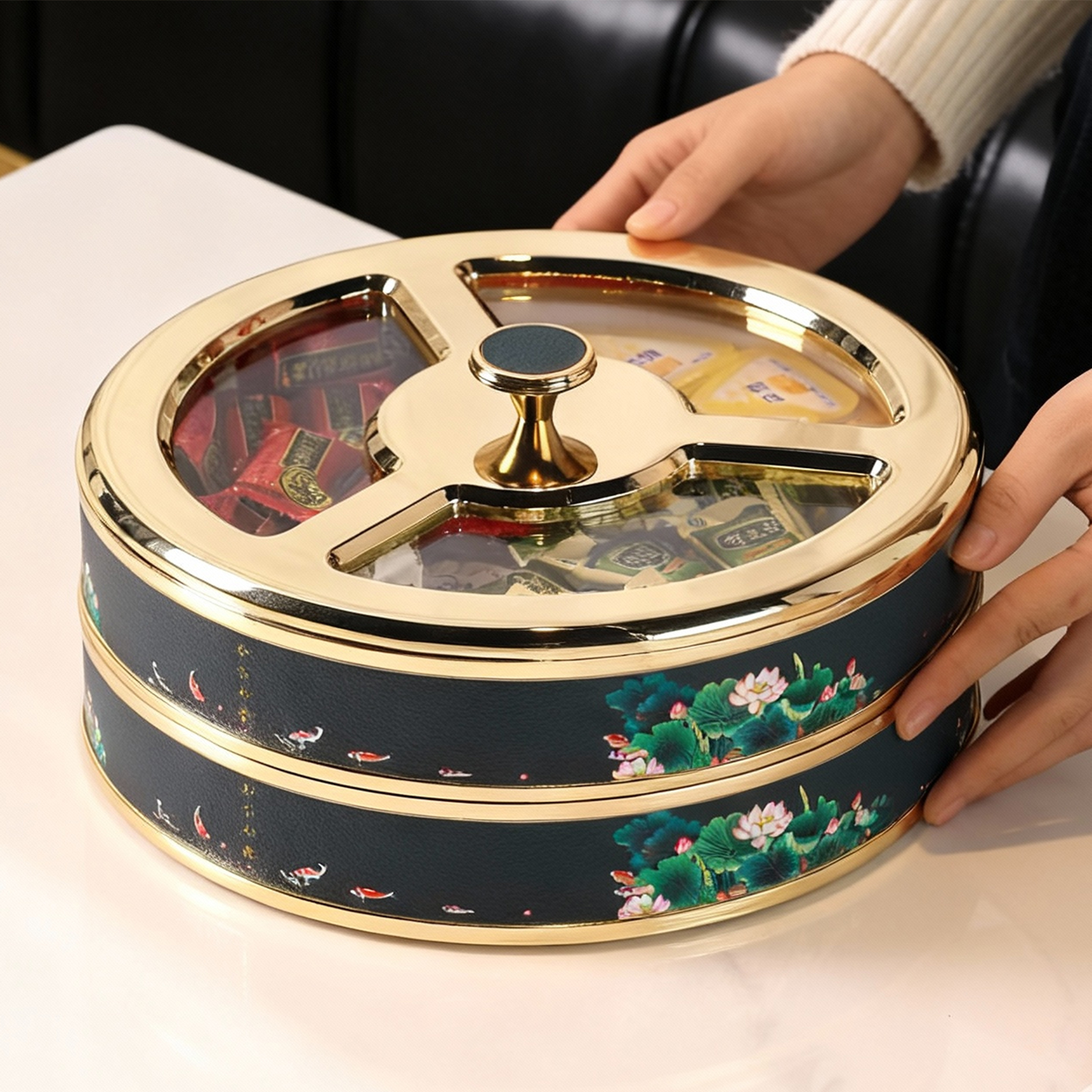 【轻奢大容量】四宫格金属干果盒