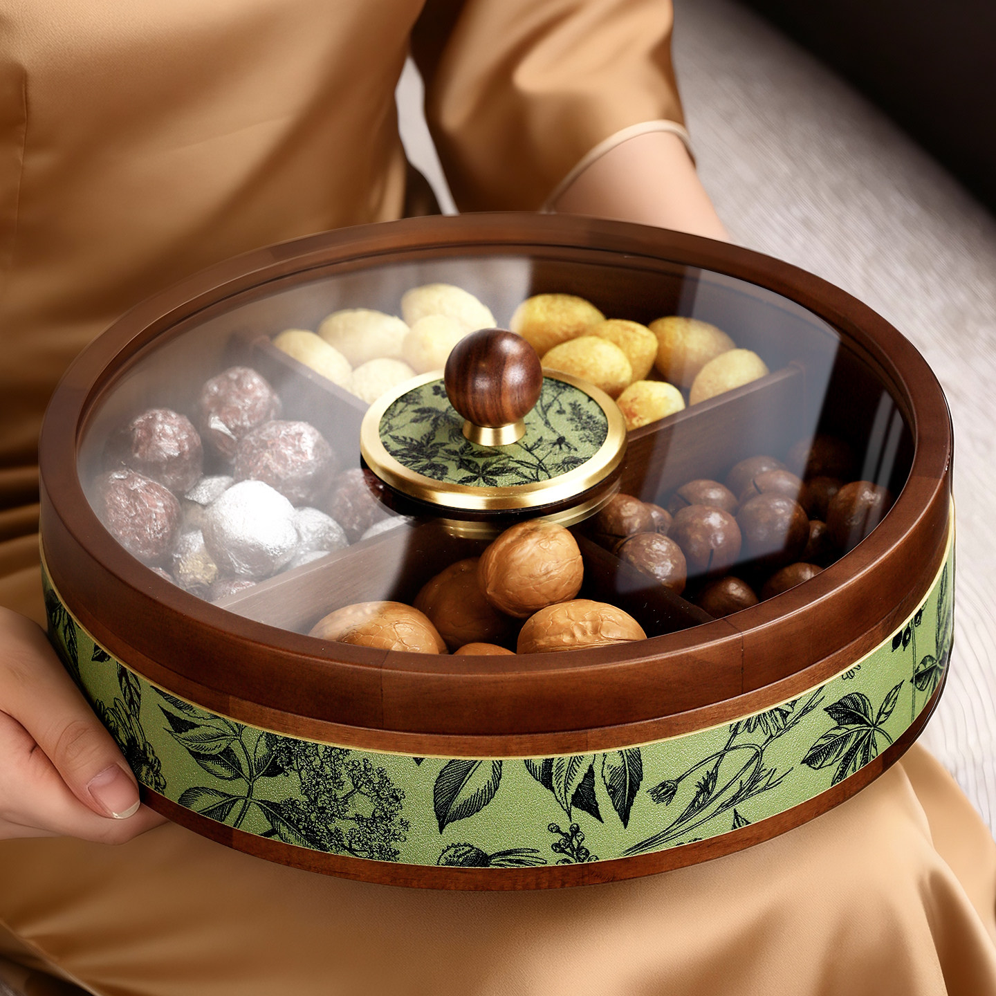 新中式实木果盘轻奢高档客厅茶几家用糖果坚果收纳盒精致干果盒