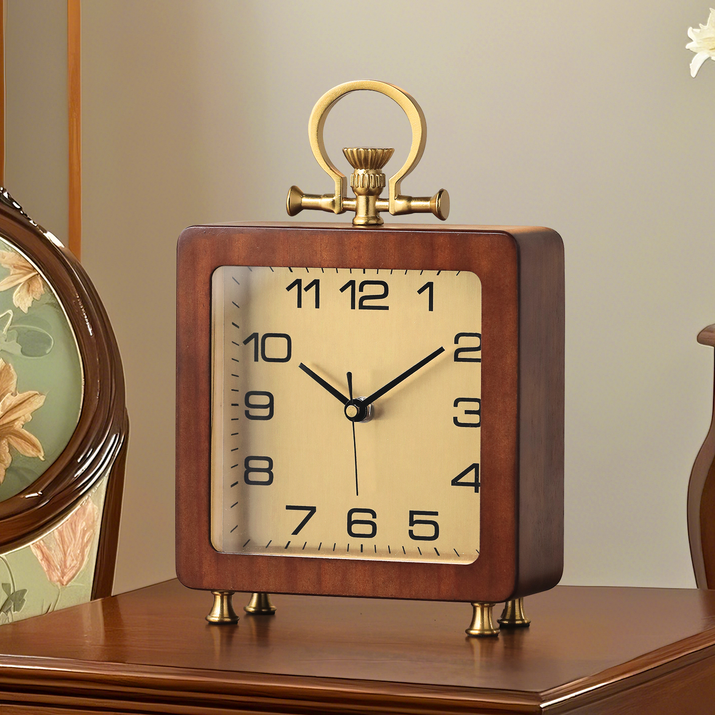 【天然胡桃木】静音座钟