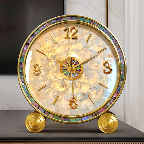 法式轻奢贝壳静音座钟