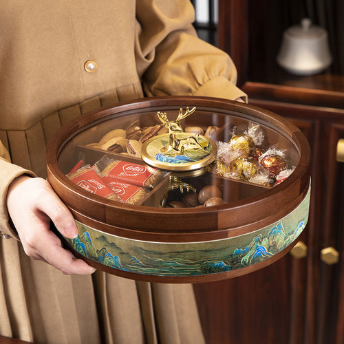 实木新中式糖果盒水果盘收纳盒