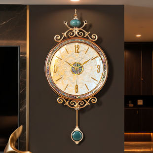 欧式轻奢贝壳挂钟2026新款家用客厅高级感简约大气法式时钟表挂墙