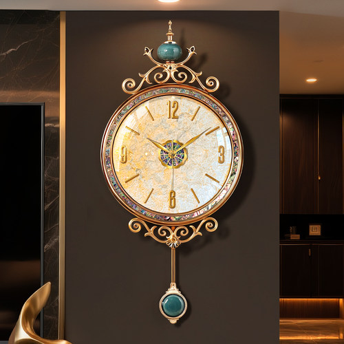 轻奢高级感贝壳挂钟现代大气静音