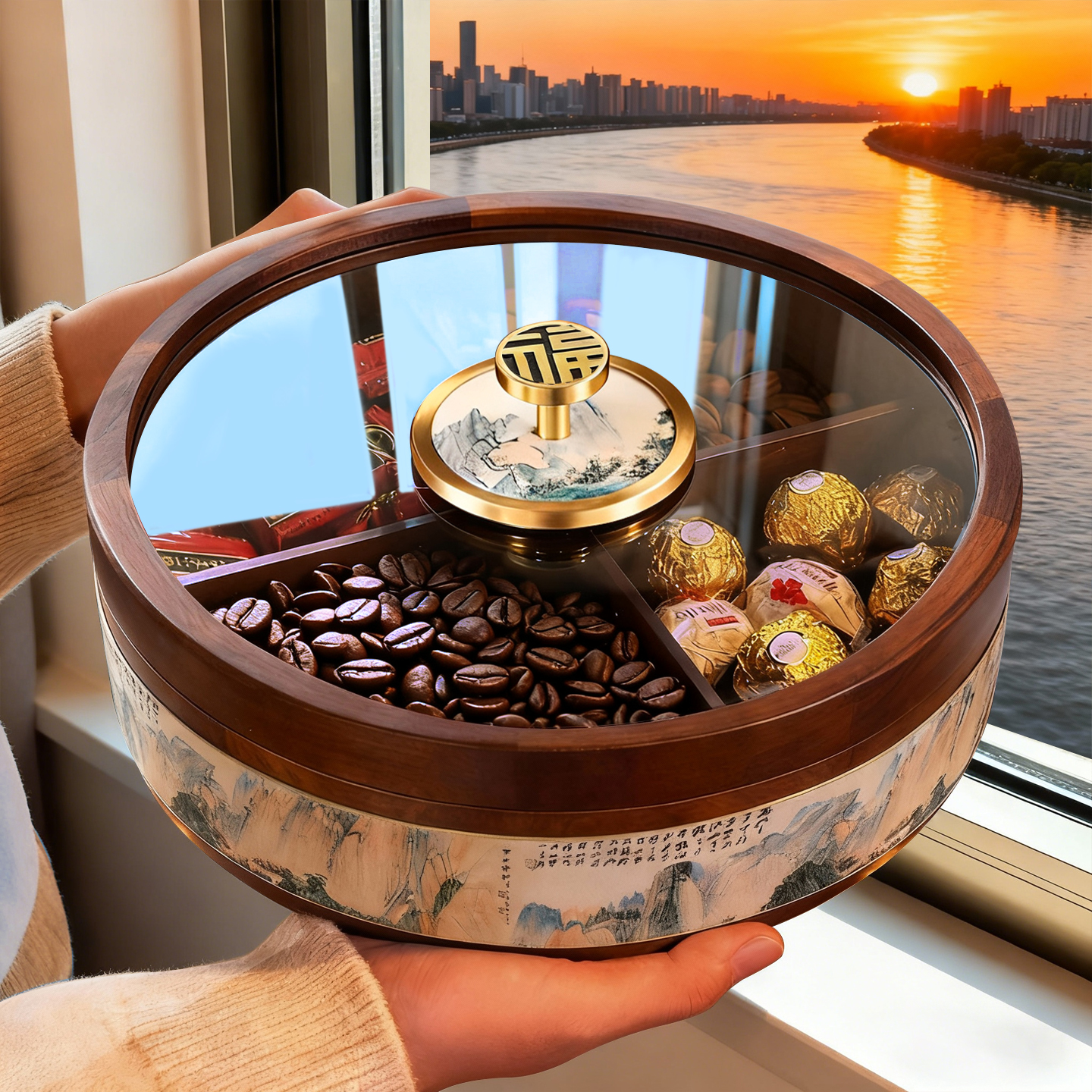 实木0甲醛-独家密封圈防潮干果盘