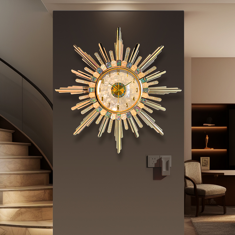 2025新款高檔輕奢貝殼太陽掛鐘