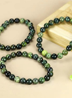 西藏天然药王石手链圆珠蛇纹石藏玉手串手链男女情侣款 养生