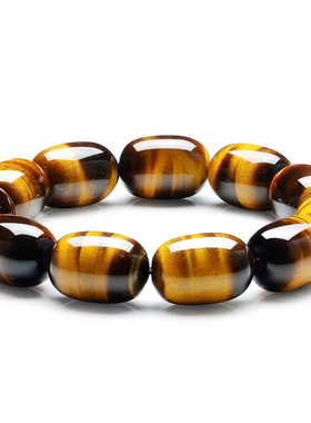 天然虎眼石桶珠手链 虎睛石老型珠手串民族风    时尚饰品