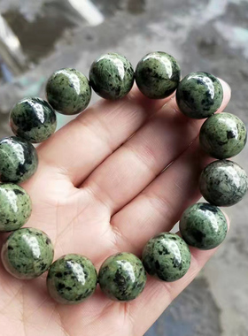 天然藏玉药王石圆珠手链蛇纹石玉手链磁性养生民族风