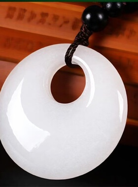 天然白玉平安扣吊坠 白玉平安扣吊坠毛衣链 包邮