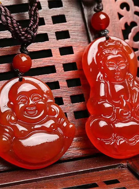 红玛瑙玉佛观音吊坠天然正品芙蓉玉观音白绿玛瑙玉髓佛公挂件男女