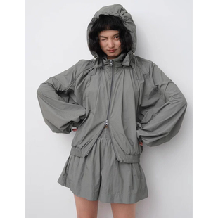 外穿衬衫 NEIHE内赫2026新款 拉链连帽休息宽松轻薄防晒衣女夏季