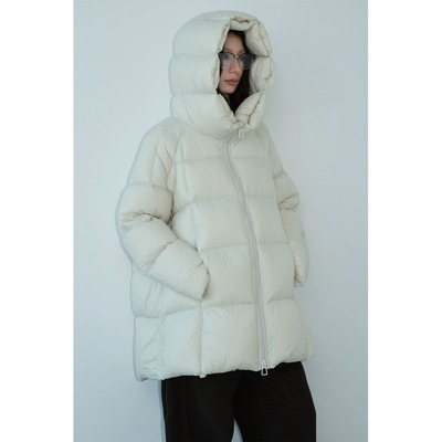 COMOS CMS90鹅绒轻薄中长款羽绒服女2025冬新款250g连帽宽松外套