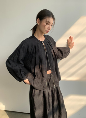 NEIHE内赫2026春季新款宽松女上衣质感休闲外套女高级感短开衫