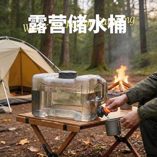 户外食品级纯净水桶家用储水用塑料车载储水桶竖形灰色水箱蓄水器