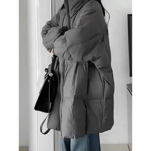 300斤宽松中长款 加厚立领棉衣棉袄 羽绒棉服外套女冬季 胖mm大码