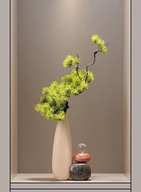 入户门玄关招财猫石来运转细长竖高花瓶摆件高级感客厅陶瓷装饰品