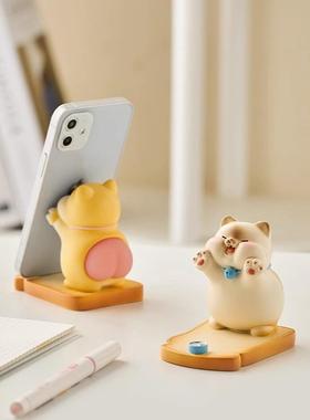 可爱猫咪手机支架摆件办公桌面女生装饰解压情绪稳定神器治愈礼物