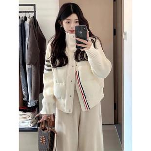 高级感显瘦外套女 小个子针织拼接保暖棉衣棉服女胖mm时尚 大码 女装