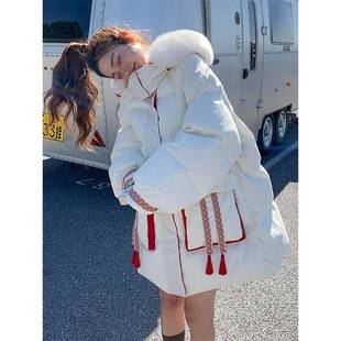 国风面包服可爱减龄外套 大毛领加厚连帽棉服女新中式 胖mm大码 女装