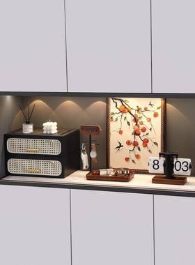 中古风玄关摆件进门口钥匙收纳装饰画软装鞋柜布置新中式家居好物