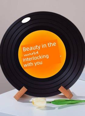 落日超绝氛围感ins黑胶唱片摆件杂志架电视格子摆件创意生日礼物