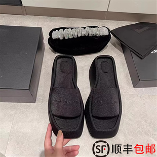 松糕底增高懒人凉拖鞋 女外穿2024新款 女 BV厚底增高一字带拖鞋