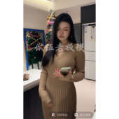 针织包臀连衣裙 显瘦长袖 你伍老板娘 秋冬纯欲风V领修身