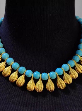 复刻中古重工条纹黑玛瑙项链