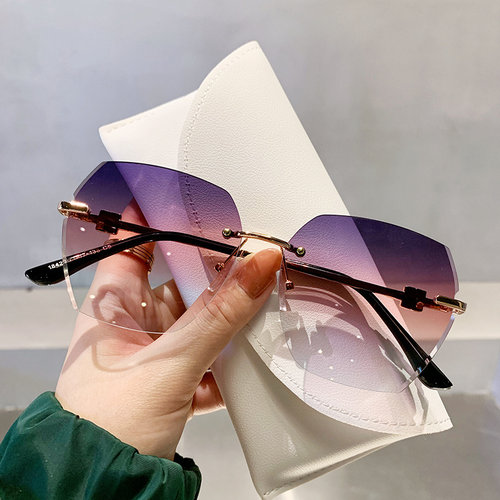 无框切边墨镜女士百搭