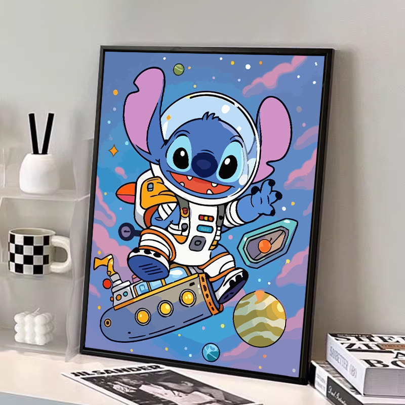 太空史迪仔diy数字油画填充儿童颜料涂画卡通动漫手绘丙烯装饰画,家居饰品,DIY/数字油画,淘宝优惠券,粉丝福利购,淘宝优惠卷