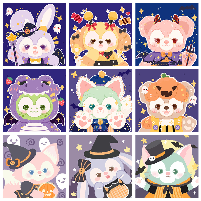 万圣节儿童diy数字油画