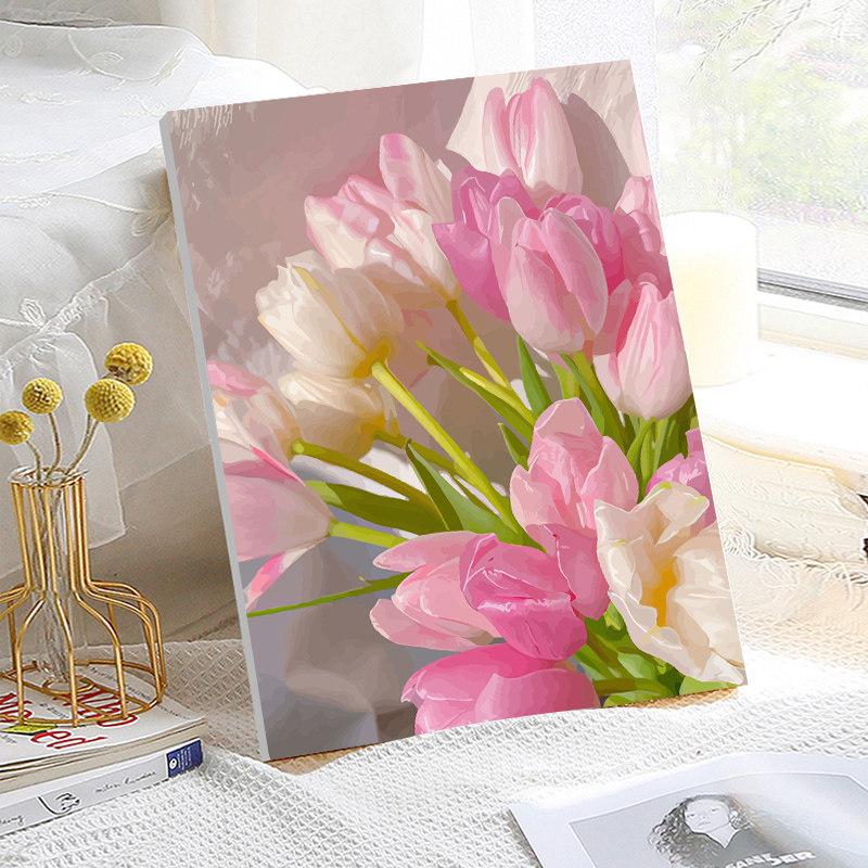 郁金香花卉数字油画diy手工丙烯填色油彩画画治愈手绘填充装饰画,家居饰品,DIY/数字油画,淘宝优惠券,粉丝福利购,淘宝优惠卷