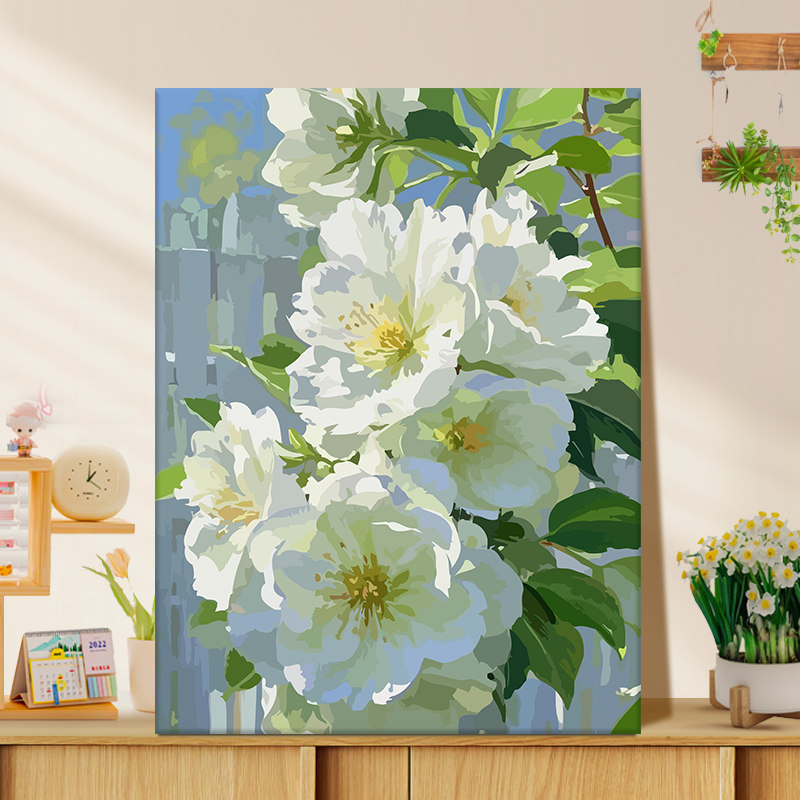 荼蘼花diy数字油画手工上色图片