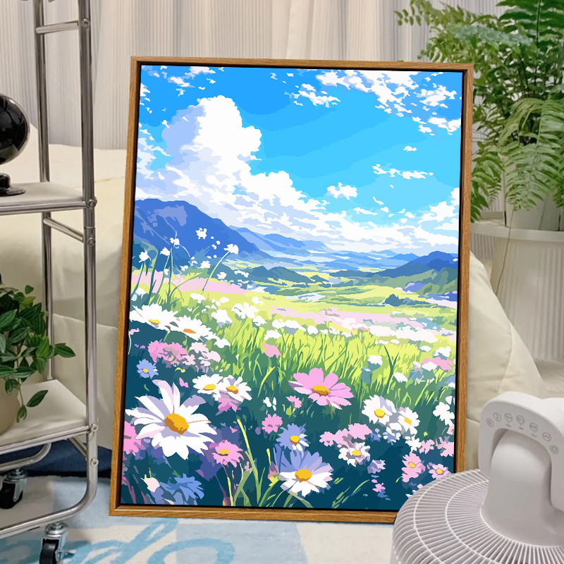 宫崎骏的夏日时光数字油画diy有难度的手工画填充填色丙烯装饰画图片