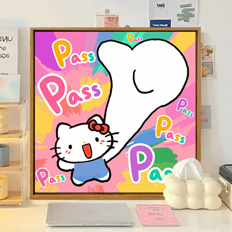 HelloKitty女孩儿童数字油画画填色diy小尺寸颜料涂画可爱丙烯画,家居饰品,DIY/数字油画,淘宝优惠券,粉丝福利购,淘宝优惠卷