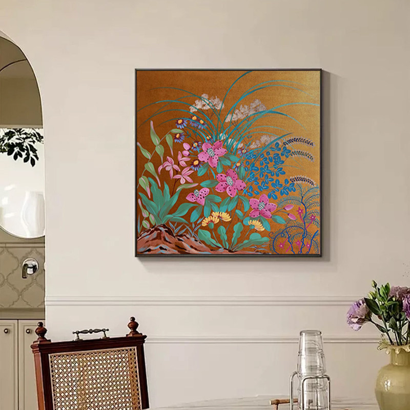 中古风紫藤花卉装饰画轻奢小众艺术感客厅沙发背景墙入户玄关挂画,家居饰品,现代装饰画,淘宝优惠券,粉丝福利购,淘宝优惠卷