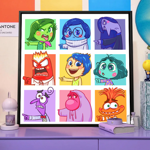 可爱卡通头脑特工队数字油画diy填色填充手绘油彩手工儿童装 饰画