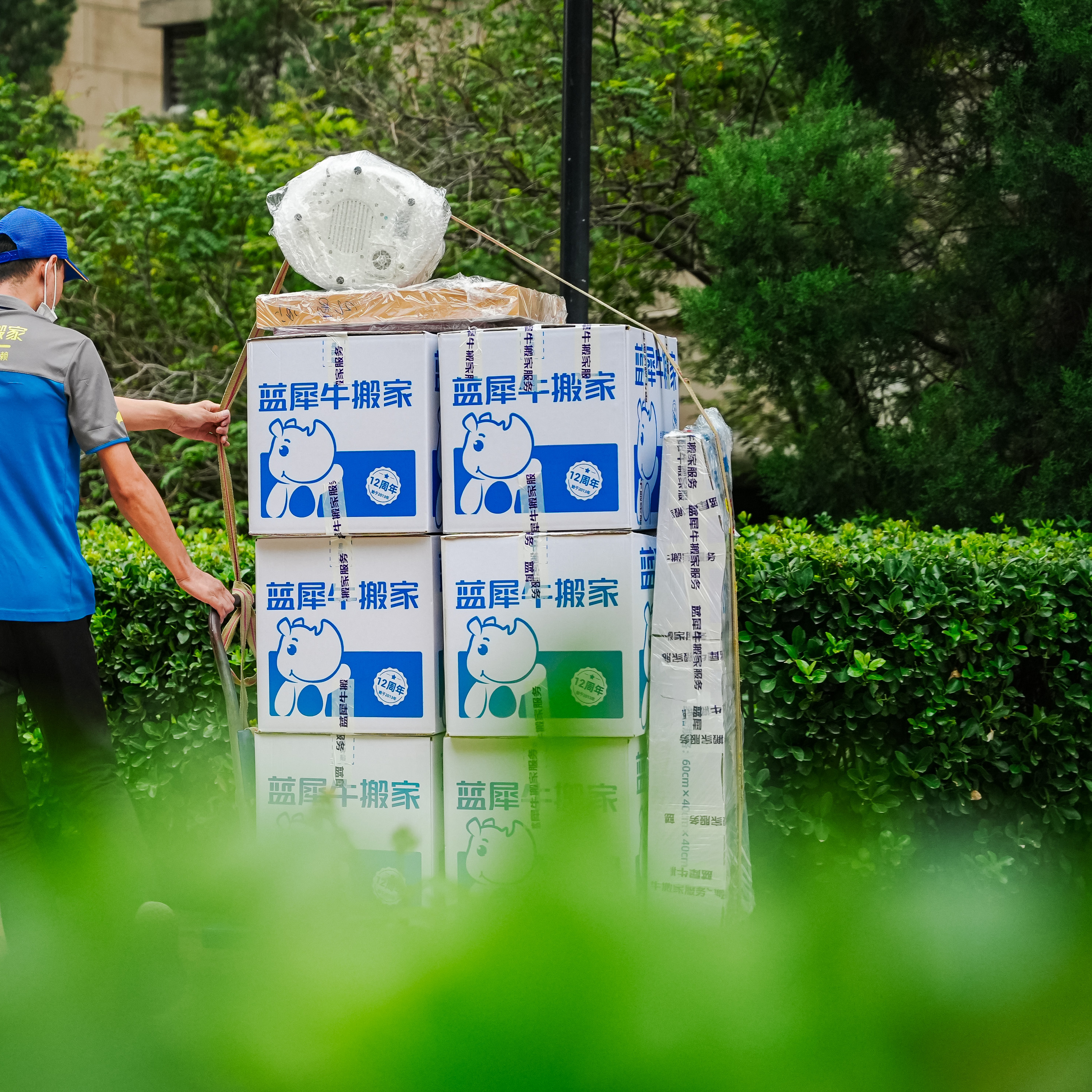 蓝犀牛搬家纸箱一组4个 中号打包纸箱60*40*40cm收纳箱子加厚加硬