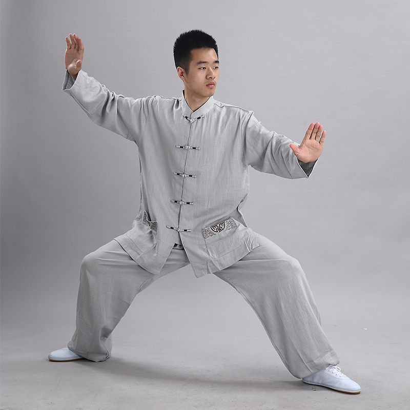 宏极男女同款中老年太极服棉麻户外运动服多色可选表演服装