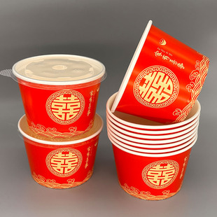 配筷子勺子850ml一次性加厚结婚喜庆专用面条汤面环保纸碗